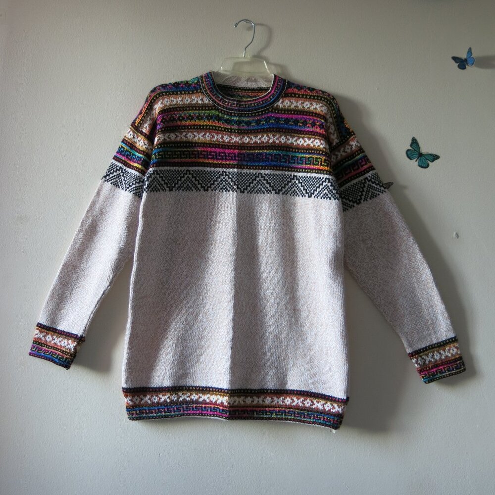 Terres Des Andes Alpaca Acrylic Blend Contemporary Design Sweater Size S/M
